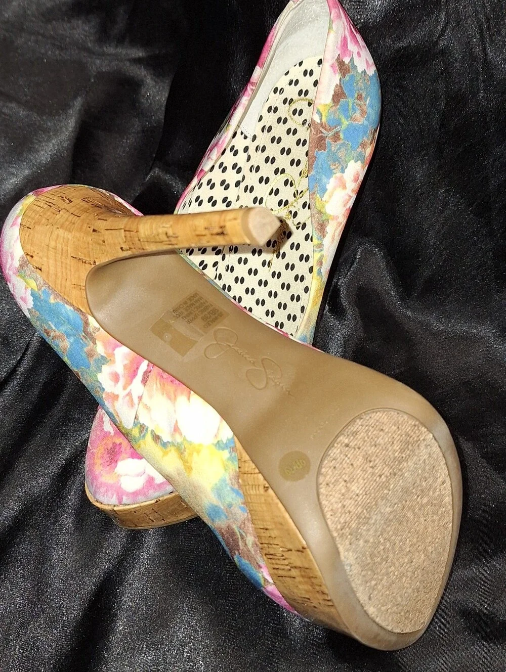 Like New Jessica Simpson Heels~Waleo~Floral Cork Platform Pumps~Pink~Size 9